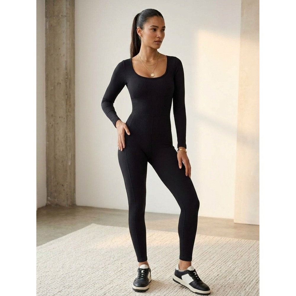 Wilfred Free Aritzia Maxe Long Sleeve Jumpsuit Black 2XS Athleisure Casual